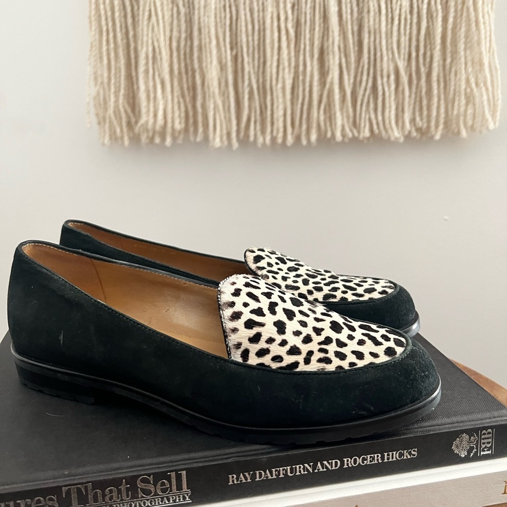 Franco Sarto Leopard Print Black Loafers